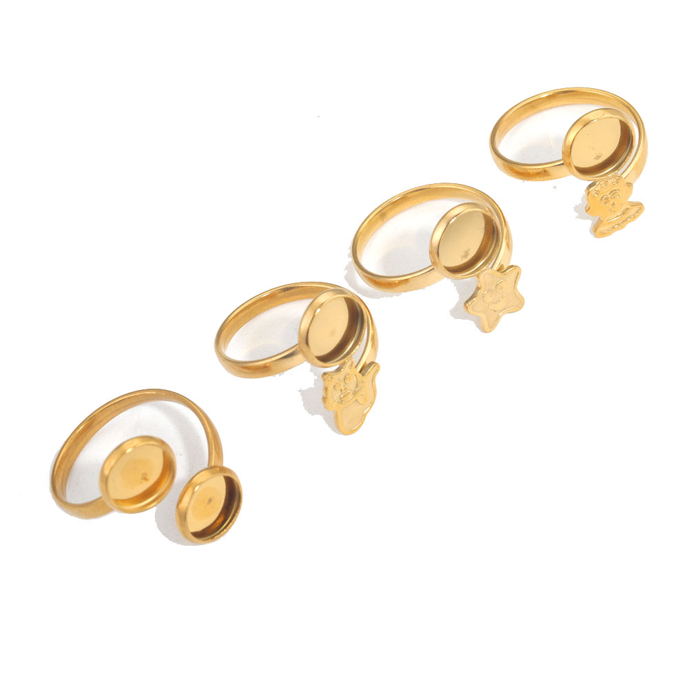 10 stks Verstelbare Blank Ring Base Fit Dia 8mm Leuke Ring Instelling Voor Glas Cabochons Bezels Cameo Lade Diy Sieraden Maken Ring