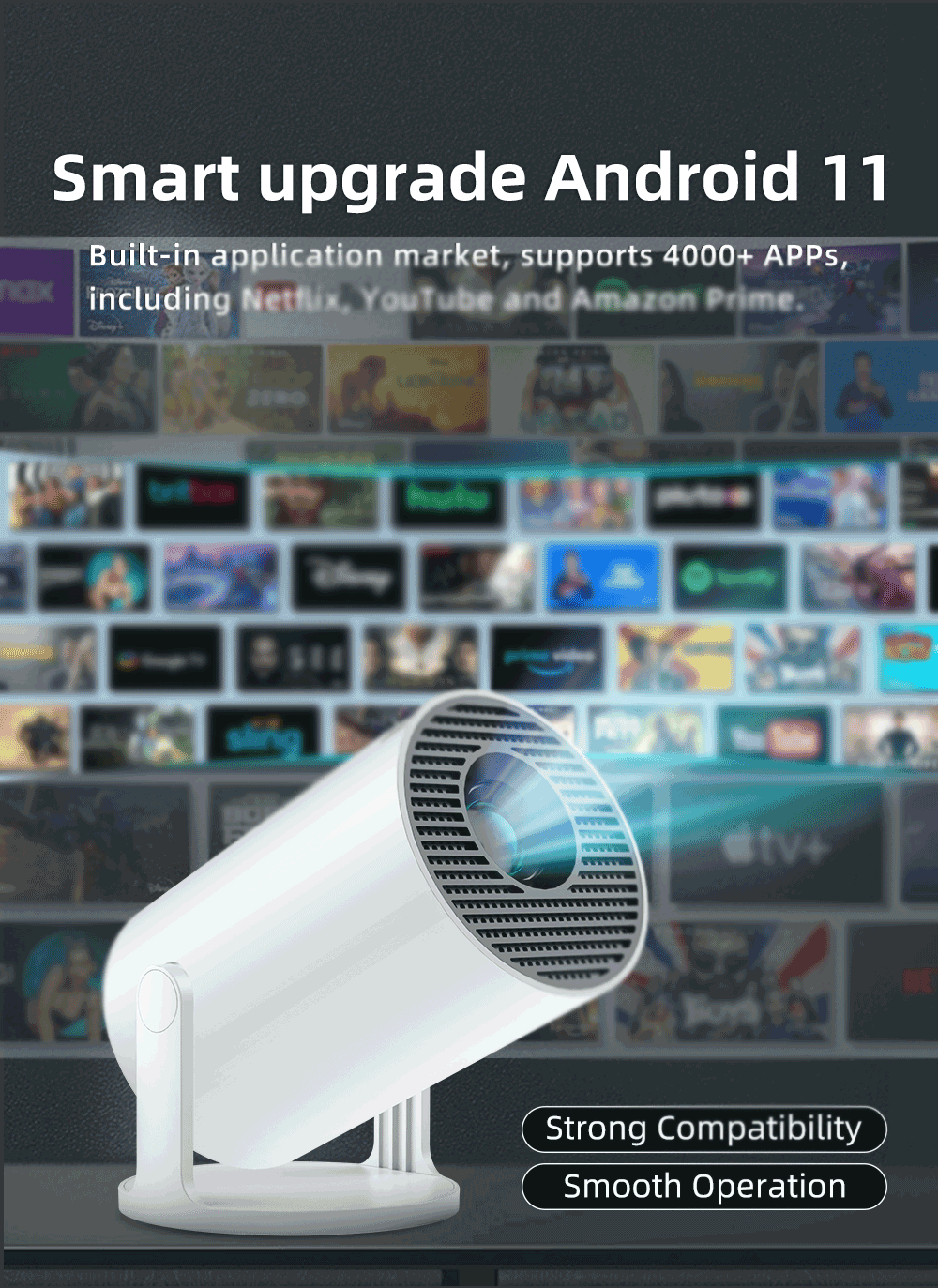 30000+ GAME projectors 4k android portable video projector bluetooth and wifi Home theater support Netfli YouTub