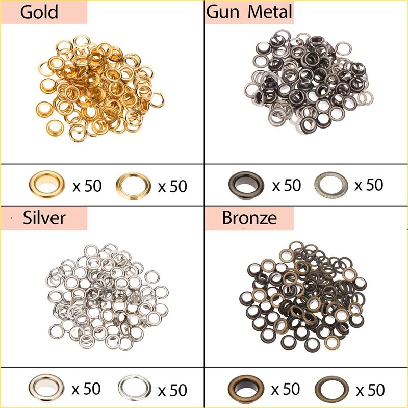 Grommets Eyelets Grommets Kit 400 Sets, Eyelets with 3 Installation Tools for Craft Making,Repair and Decoration.