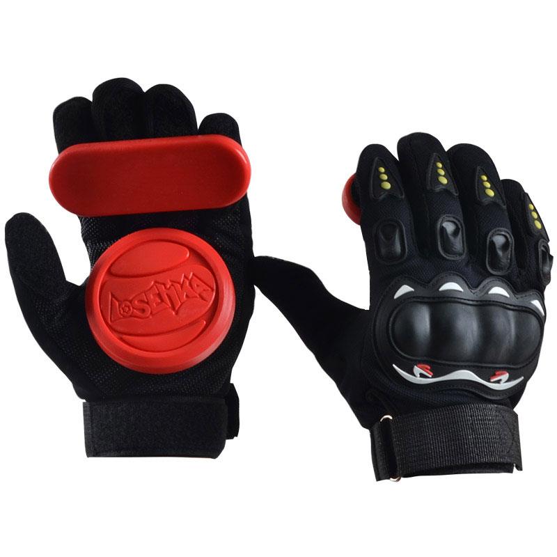 Cykelhandske drift handske beskytter skateboard longboard 1 par handsker glider armbeskyttelse glidende sikkerhed: Rød