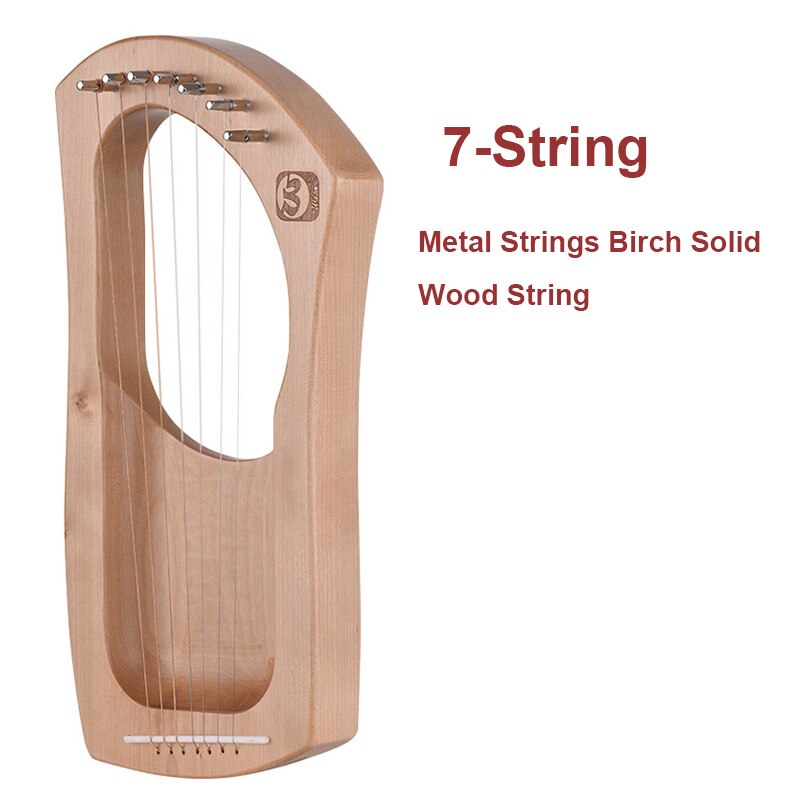 Muslady lyre 16 strenget opgraderet harpe bærbart massivt træ harpe kæbe harpe streng lyre harpe instrument 16 strenget streng instrument: 7- streng stil d