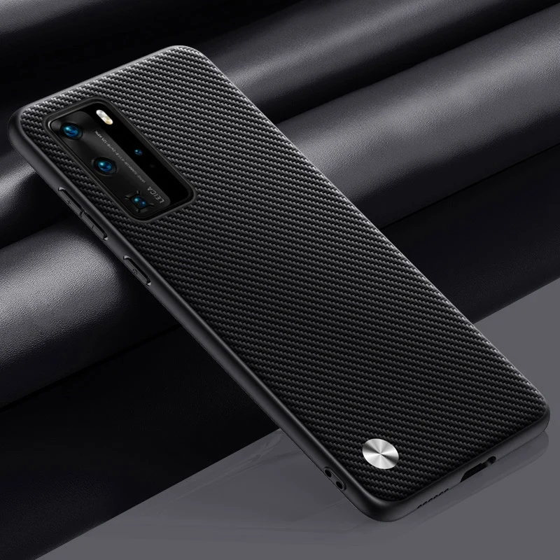 Luxus Pu Ledertasche für Huawei P40 Pro plus Rückseite matt Silikon Voll schutz Handy hülle für Huawei P40 Lite 5g 4g: Aluminium / Brown