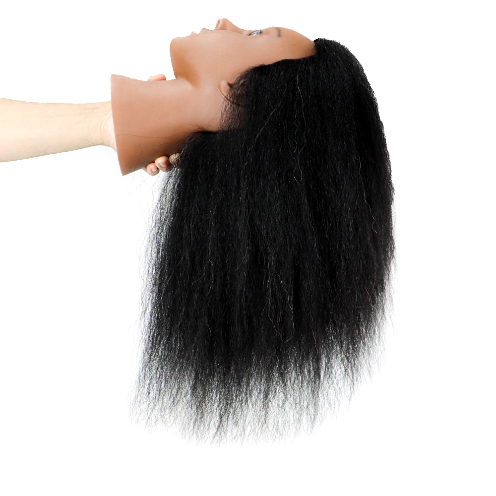 Afro Traininghead głowa manekina z ludzkimi włosami manekin lalka fryzjerstwo głowy treningowe Salon głowa manekina do zaplatania włosów