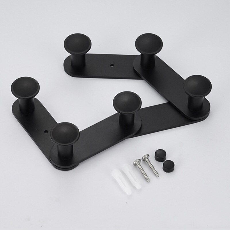 ROVATE Movable Frame Coat Hooks Folding Swing Arm Swivel Hook with Multi Foldable Arms Wall Mount Matt Black