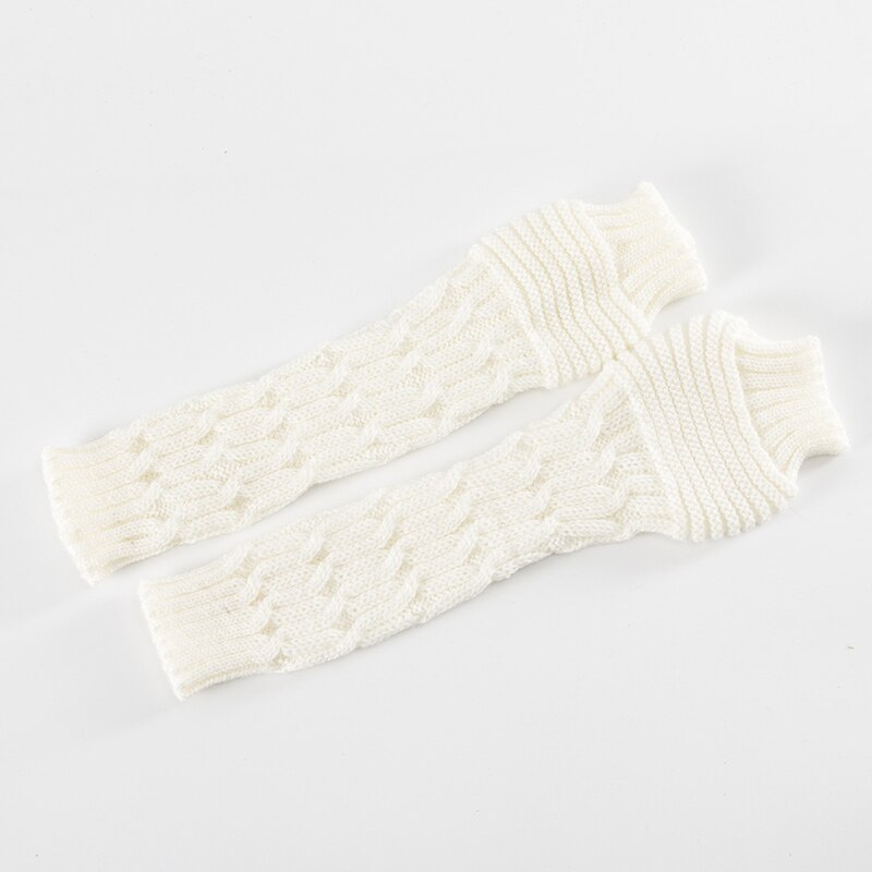 Nuevos guantes de lana con dedos abiertos para otoño e invierno, guantes plegables y cálidos para hombres y mujeres: Blanco