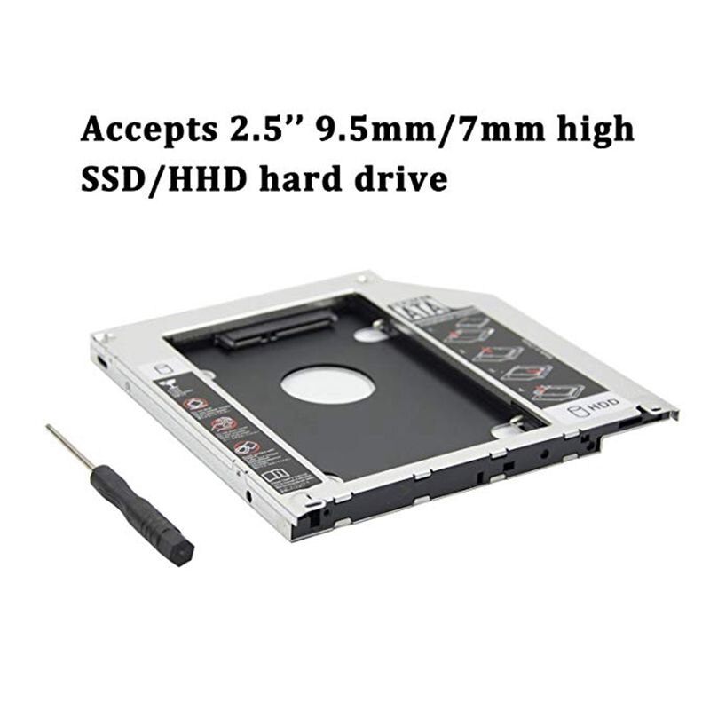 Hard Drive Caddy Tray 9.5mm Universal SATA 2nd HDD HD SSD Enclosure Hard Drive Caddy Case Tray, for 9.5mm Laptop CD / DVD-ROM Op