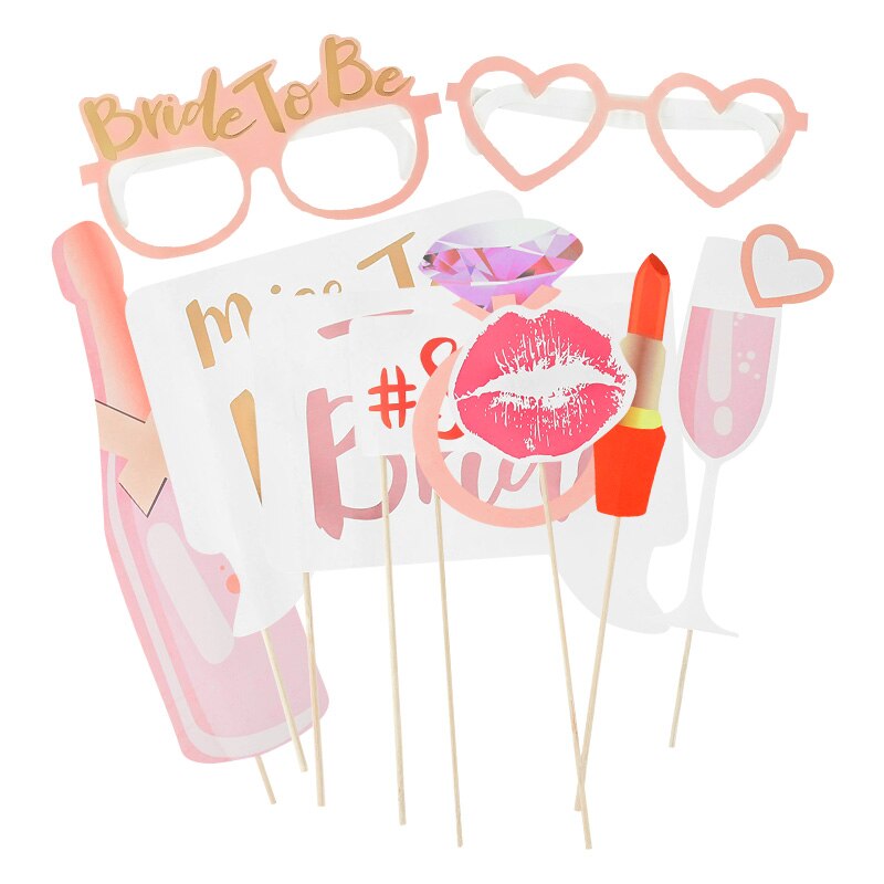10pcs Wedding Photo Booth Props Just Married Photobooth Party Decorations Team Bride Bridal Shower Bachelorette Accessories