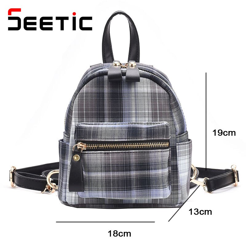 SEETIC Leather Mini Backpack Multi-Function Shoulder Bag Women Backpack Female Anti-Theft Backpack For Teenager Girls