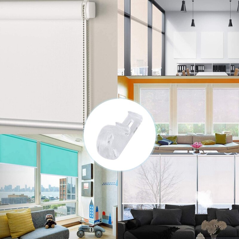 8Pcs Curtain Clear P Clips Hook,Roller Blind Clips Child Safety Chain Cord P Clip Hooks for Vertical Roman Roller Blinds