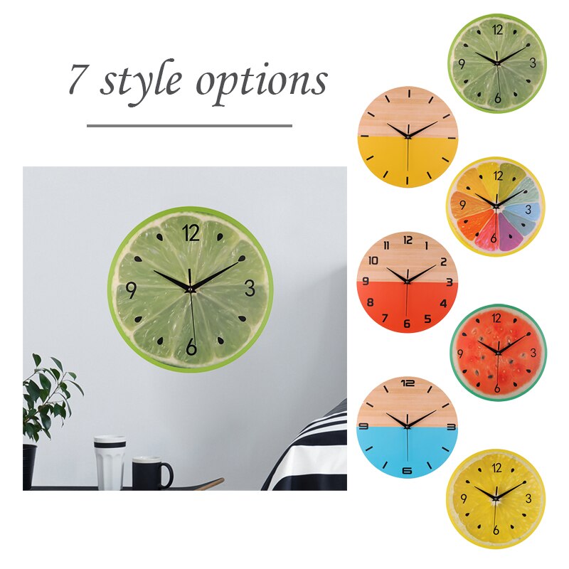 Fruit Digital Clock Modern Silent Digital Decorative Wall Clock for Home Living Roon Office Wall Decor