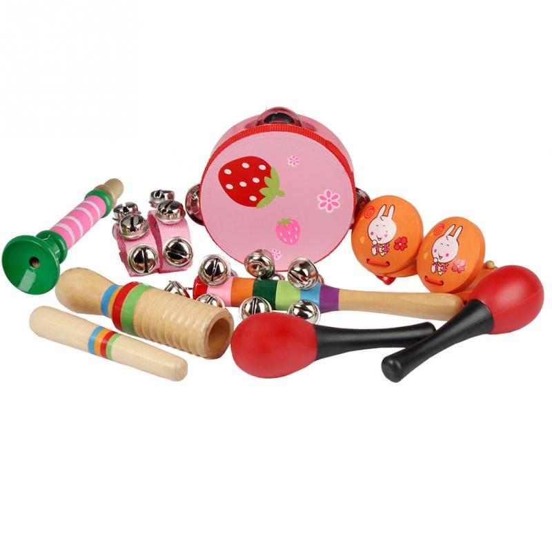 10pcs Orff Musical Instruments Set Children Early Childhood Music Percussion Toy Combination Kindergarten Teaching Aids: Red