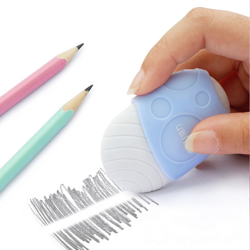 Safe Material TPR Eraser Pushing Type With Protect Cover White Pencil Eraser Kids Students Draw Sketch School Supplies 71084