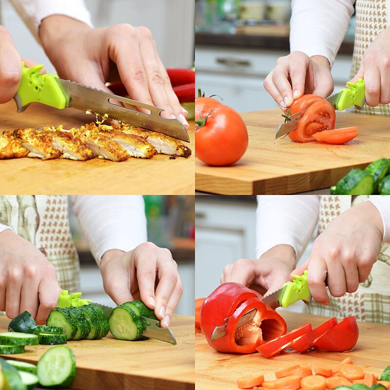 smart 6 in 1 cutter utility cutter Knife and board stainless steel cutter vegetable fruit cutter Scissors box packing