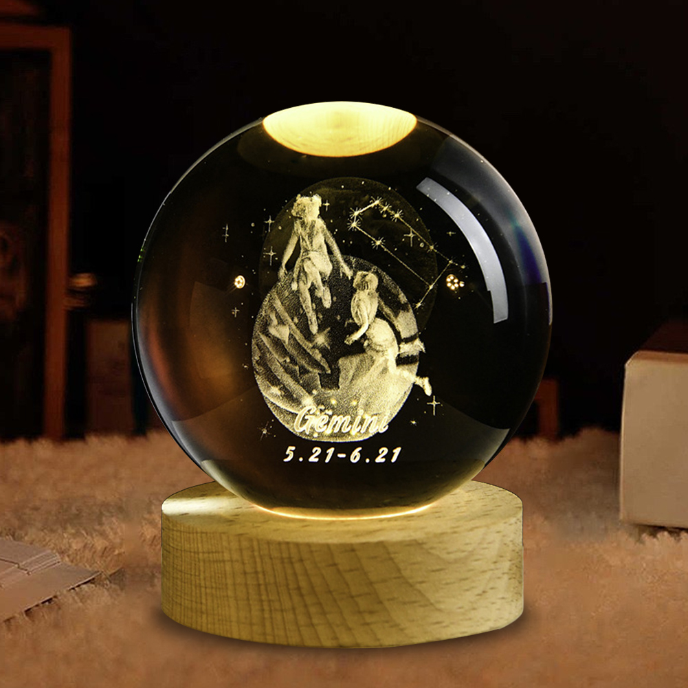 Usb 3d Kristallen Bol 12 Constellatie Led Nachtlampje Decor Lichtgevende Projectoren Slaapkamer Decor Nachtlampgeschenken Voor Kinderen Paar