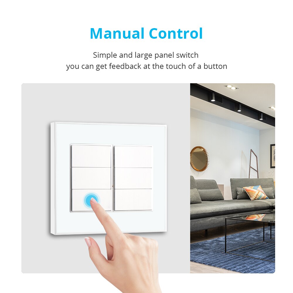 Zemismart tuya 6 bands zigbee smart væglampeafbryder 4 x 4 neutral påkrævet trykknapafbrydere alexa google home fjernbetjening