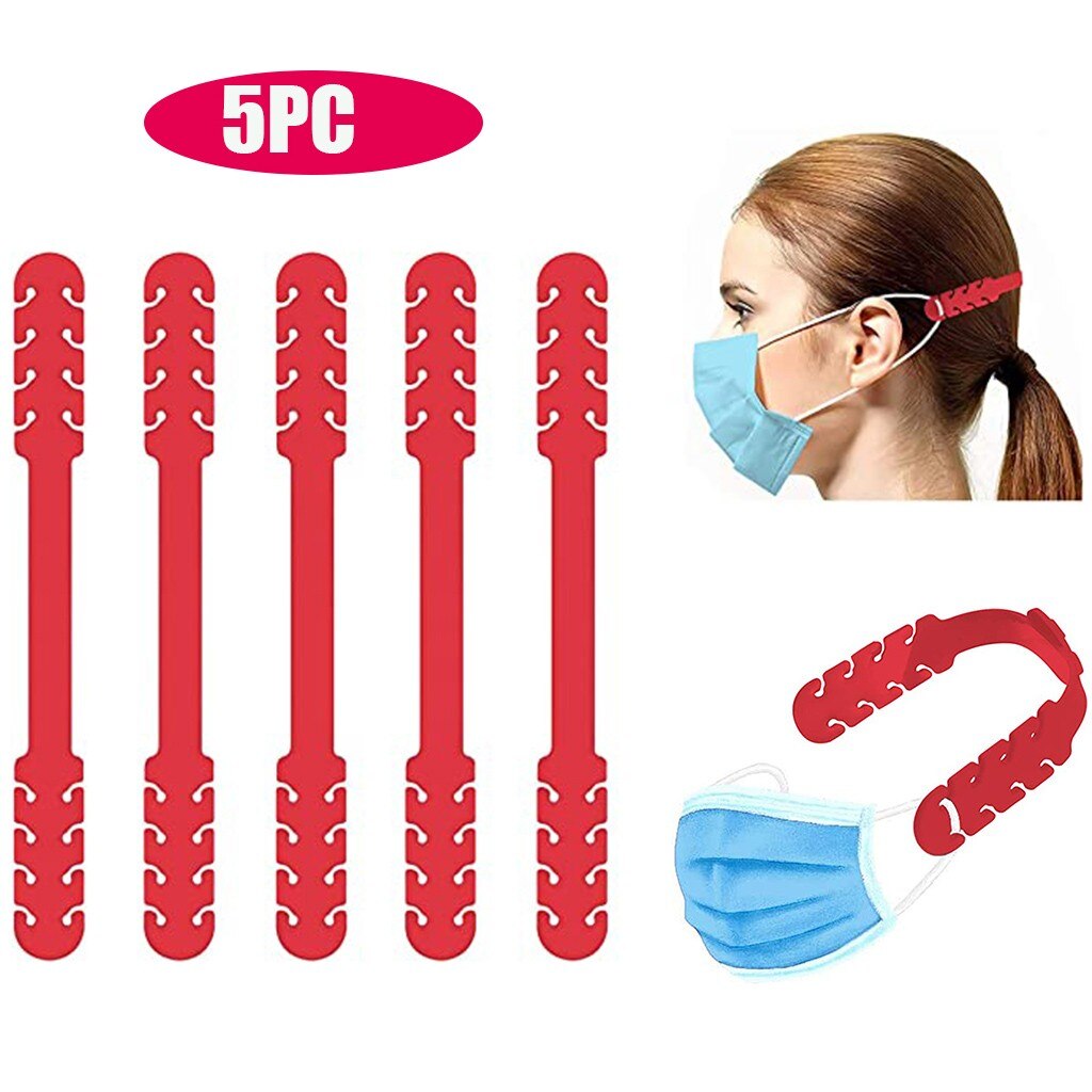 5pcs Mask Extenders Anti-Tightening Ear Protector Ear Strap Accessories 100% crafted mascarilla: Red 5Pcs