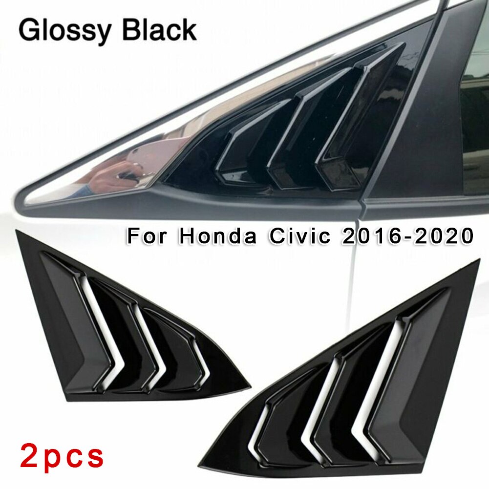 Louver Decoration Trim Rear Side For Honda Civic -20 ABS Plastic Quarter Window