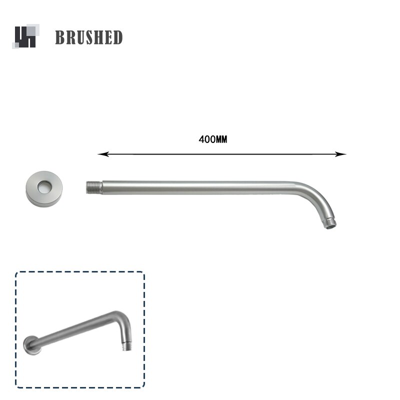 20/30/40CM Stainless Steel Shower Head Extension Arm Top Ceiling Mounted Wall Mounted Tube Rainfall Shower Head Arm for Bathroom: Brushed Wall Mount