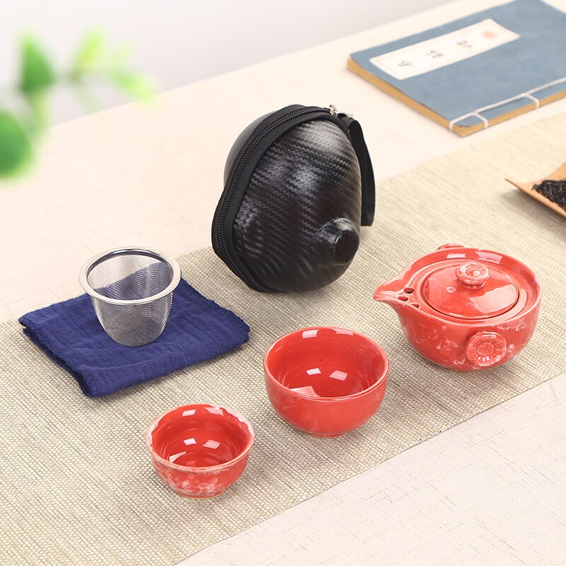 Chinese Kung Fu Tea Set Ceramic Portable Teapot Set Outdoor Travel Gaiwan Tea Cups of Tea Ceremony Teacup Fine: F