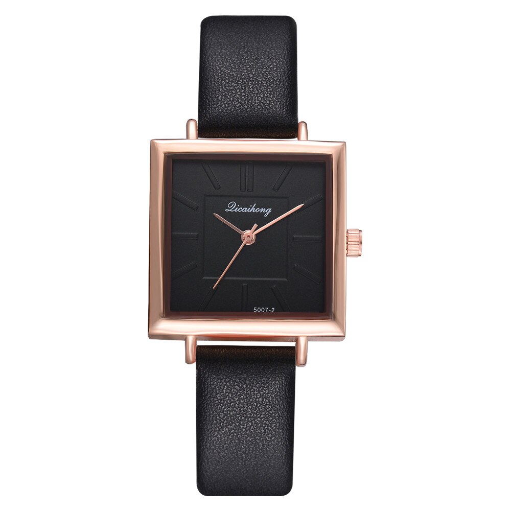 Top Brand Women Wrist Bracelet Watch Contracted Leather Crystal WristWatches Women Dress Ladies Quartz Clock Zegarek Damski: Black