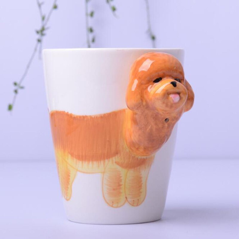 Tasse en céramique 400ml animaux de dessin animé tasse à café et lait tasse de couleur peinte à la main 3d animaux bureau maison enfant tasse: Boston terrier
