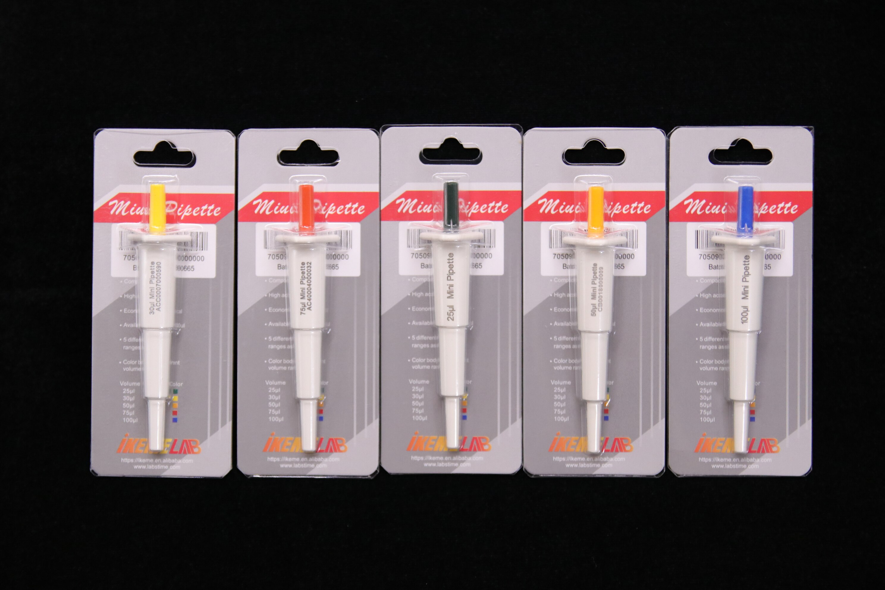 Mini Pipette Laboratory Manual Single Channel Micro individually packaged pipette gun 25ul/30ul/50ul/75ul/100ul/200ul