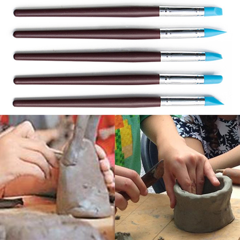 Ensemble d&#39;outils de poterie, 30 pièces, bricolage, stylo perforateur céramique Sculpture Sculpture artisanat poignée en bois, Kit de modélisation, outils faits à la main