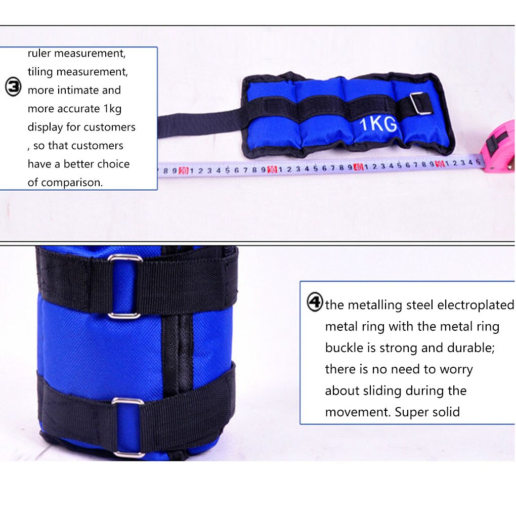 1kg/pair Wrist Ankle Weights Adjustable Sand Bag Weights Straps with Padding Exercise Fitness Running