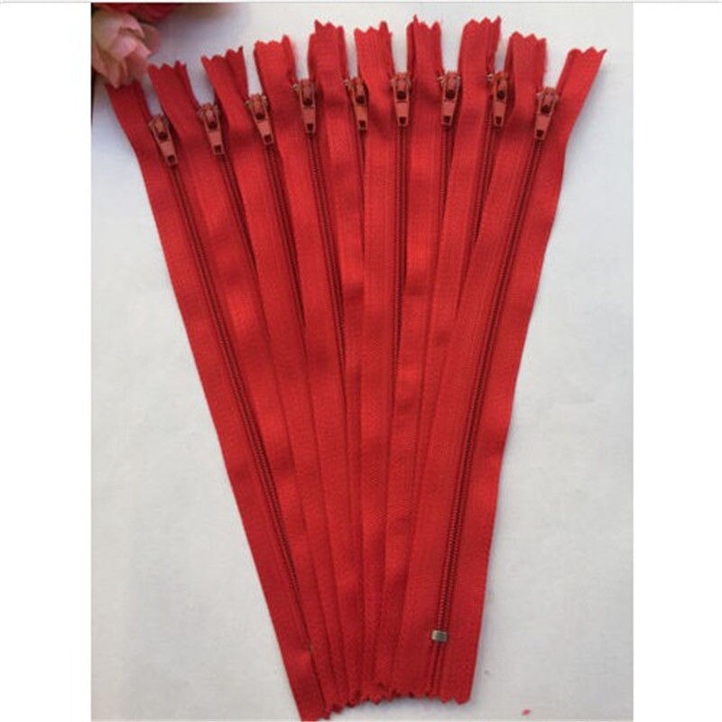 10pcs Plastic Nylon Zip Coil Sewing zippers Trousers Zippers 9 Inch 23 cm DIY Accessories for Sewing Clothing Practical: Red