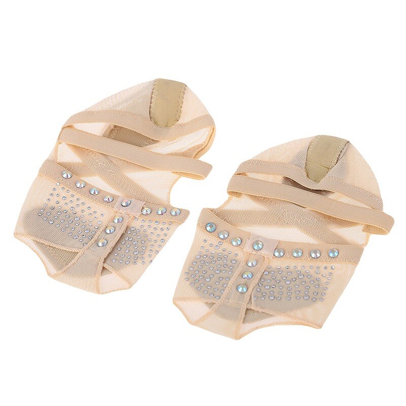 Footcover Ballet Dance Socks Foot Thong Toe Pad Rhinestones Mesh Half Shoes Dance Practice Shoes Half Shoes Ballet