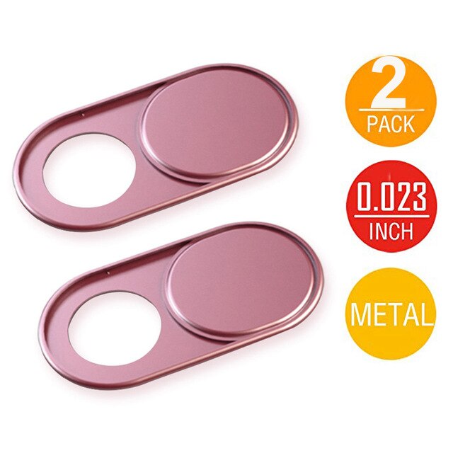 Ultra delgado portátil Cámara lente de cámara Web cubierta de ojo de pez deslizante de Metal cámara Web etiqueta MacBook iPad iMac Cámara bloqueador del obturador: Pink 2pc no package