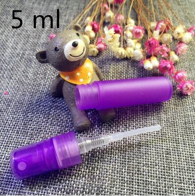 50 st 3 5 8 10 ml plastspray parfym miniflaskor liten spruta prov tom behållare dispensering: 5 ml lila 50 st