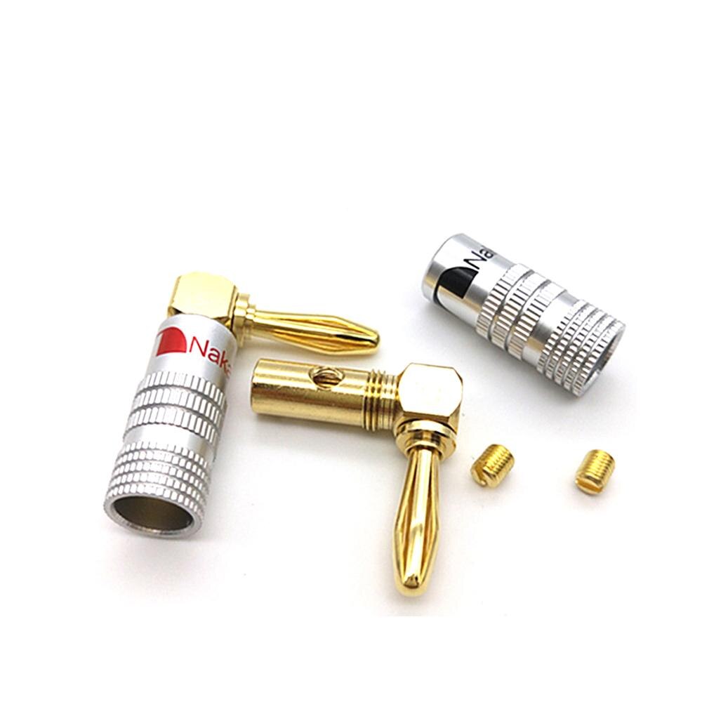 4mm Nakamichi Banana Plug Haakse Speaker Banana Plug Adapter Wire Connector 24K Gold Plated Voor HiFi