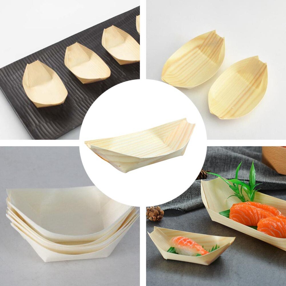 Disposable Sushi Plate Boat Shaped Dish Japanese Style Snack Tray Serving Dish