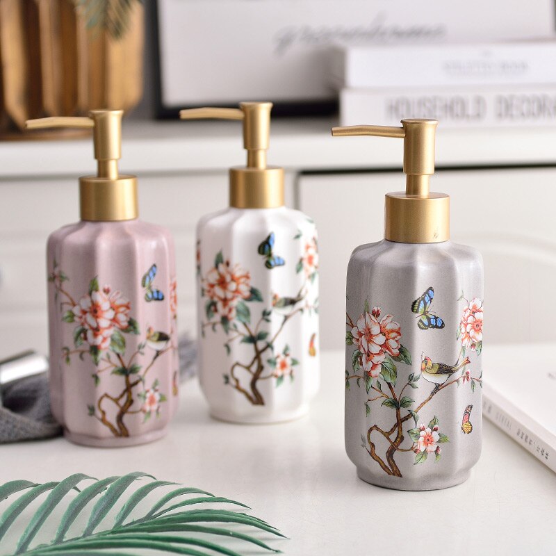 Newyearnew 1 stuk keramische handwasfles vloeibare emulsie zeepdispenser retro badkamerdecoratie accessoires