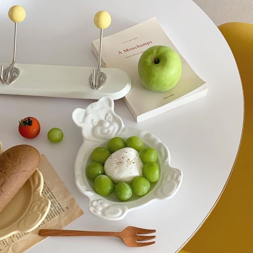 Koreaanse Versie Zoete Beer Dessert Kom Koreaanse Fruit Ontbijt Granen Kom Keramische Servies: White plate
