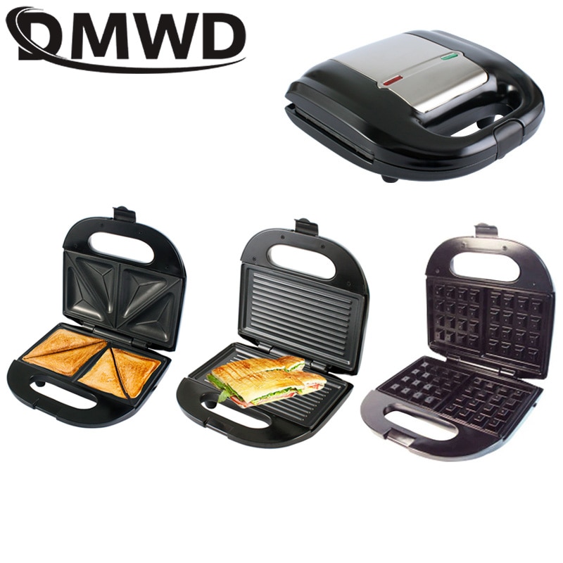 750W elektryczny wafel kanapkowy Panini maszyna wielofunkcyjne jaja toster mini chleb grill stek smażenie piekarnik wafel żelaza ue