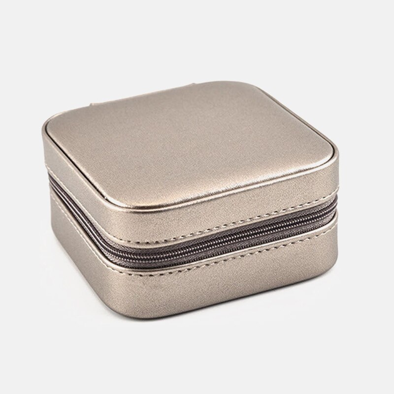 Small Size Jewelry Organizer Display Travel Jewelry Case Boxes Portable Cosmetic Zipper Leather Storage Jewelry Box Rangement