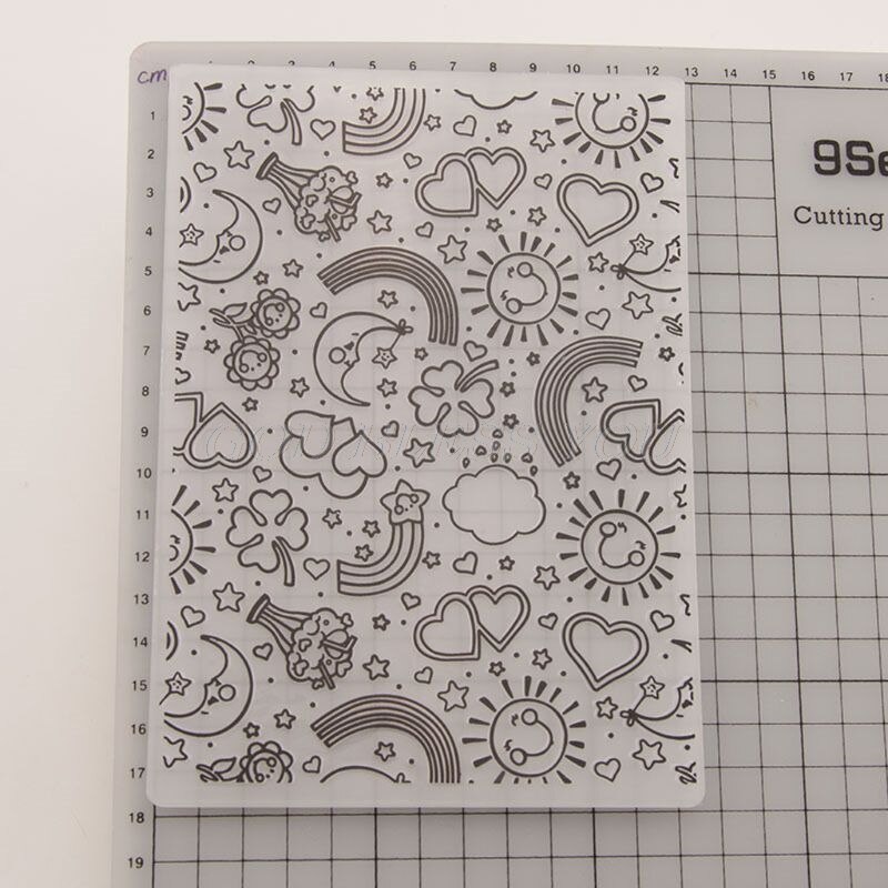 Plastic Embossing Folder Template DIY Scrapbook Photo Album Card Making Decoration Crafts Rainbow Sun Cloud Flower Birdcage Leaf