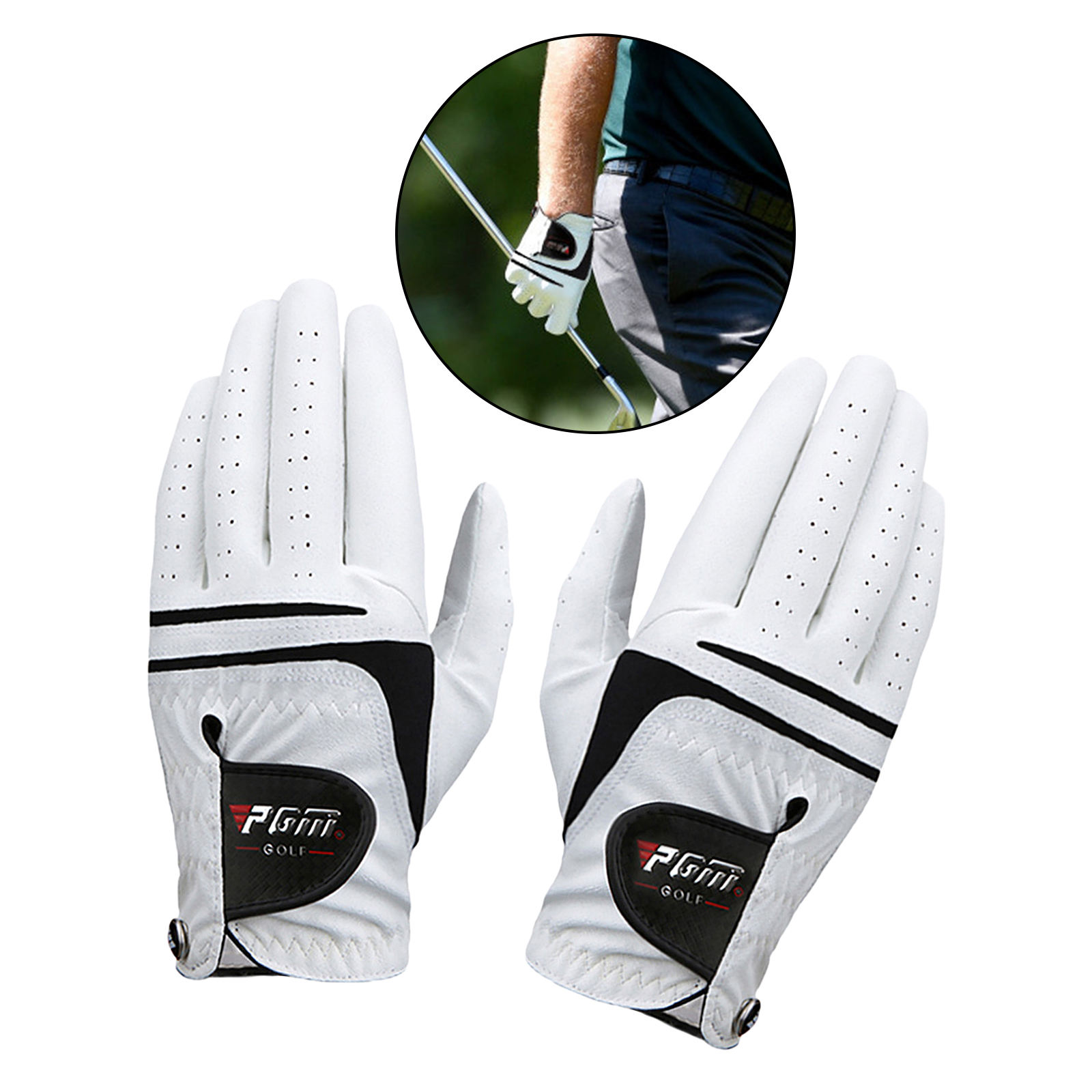 Men Leather Golf Gloves Left Right Hand Outdoor Sport Training Clubs Gloves Non-slip Wearable Grip Fits Well