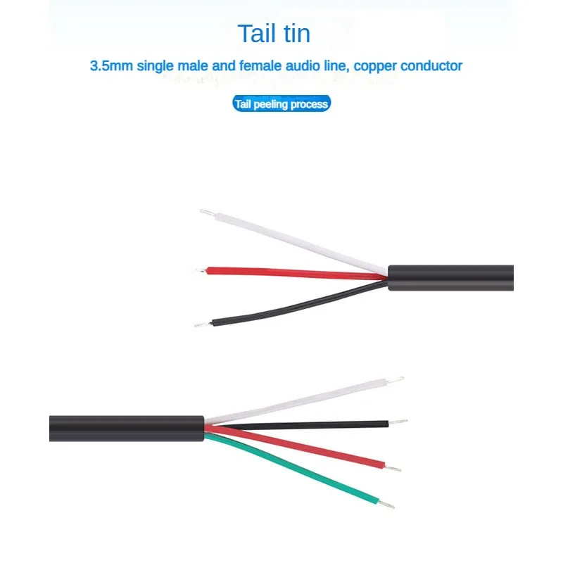 Lydkabel 2.5mm 3.5mm hannplugg/hunnplugg til bar ledning åpen ende ts mono /3- polet /4- polet trrs stereoplugg jack-kontakt