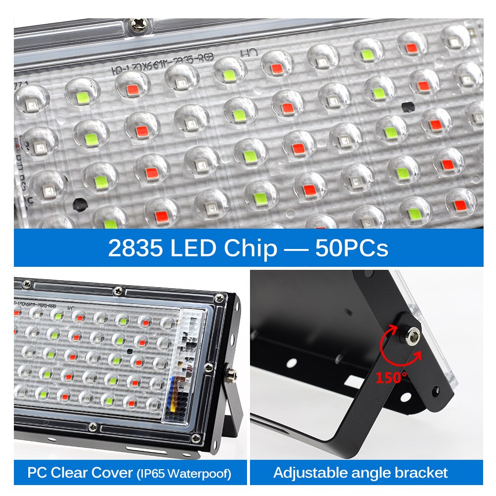 LED Flood Light 50W White Warm White RGB LED Floodlight AC 220V Outdoor Spotlight Waterproof LED Street Lamp Landscape Lighting