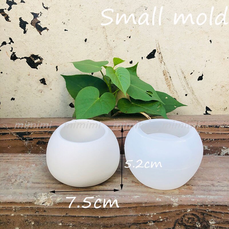 Three Size Round Spherical Concrete Flower Pot Silicone Mold Succulent Flower Pot Mold Diy Gardening Material Aroma Candle Jar: A-Small mold