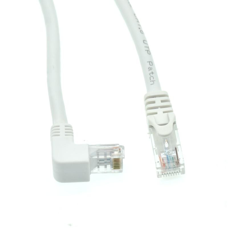 White Cat 6e RJ45 cable CAT6 8pin UTP Side Angled L Shape RJ45 Patch Cord Shape Ethernet Cable 6e Lan Short Cable Gigabit CAT6