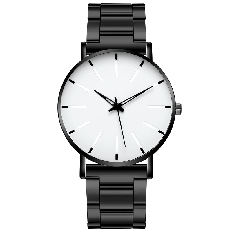 Men's Steel Watch Simple Ultra-Thin Quartz Watch Watch Casual Wristwatch Business Watch Clock: black white