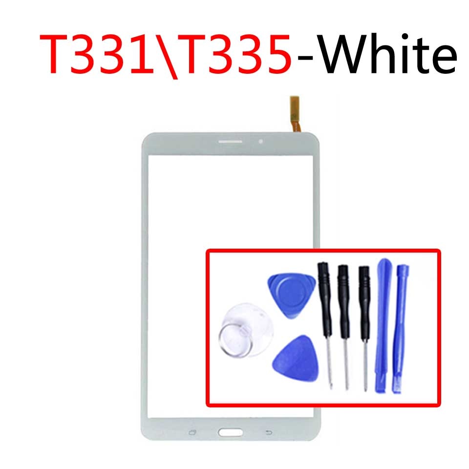 Dla Samsung Galaxy Tab 4 8.0 T331 t335 T330 ekran dotykowy Panel Digitizer szklany obiektyw wyświetlacz LCD Tablet wymiana ekranu dotykowego: T331-White-tool