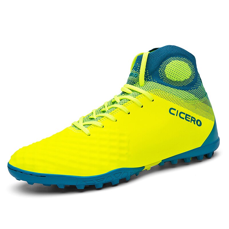 Men Indoor Soccer Shoes Yellow Big Boy Football Sock Boots Brand Fg Soccer Shoes Women High Top Soccer Sock Shoe Men: Yellow / 10