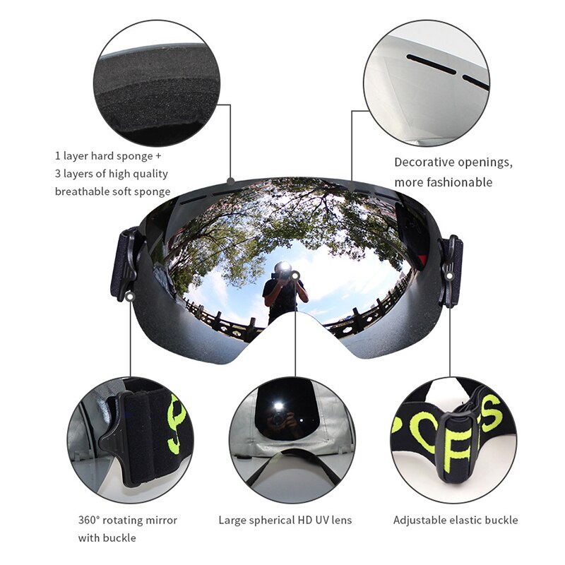 Marca nova uv400 óculos de esqui camada única anti-nevoeiro grande máscara de esqui óculos de snowboard de neve dos homens das mulheres óculos eyewears