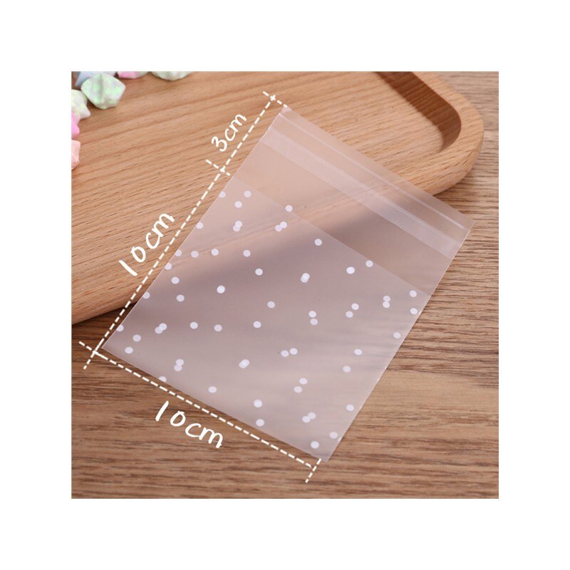 100 Stuks Frosted Zakken Doorschijnende Dots Plastic Zakken Cookie Cupcake Wrapper Zelfklevende Verpakking Zakken Thuis Leveringen: 10x10cm