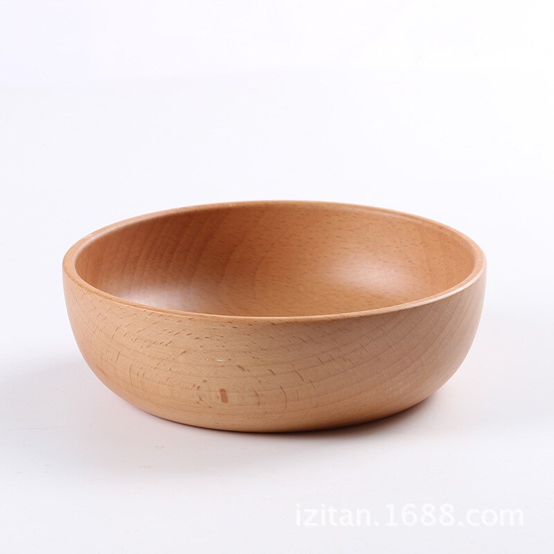 Natural Beech Wood Japanese Salad Bowl Household Wooden Bowl Tableware Salad Food Container Wooden Snack bowl Kitchen utensils